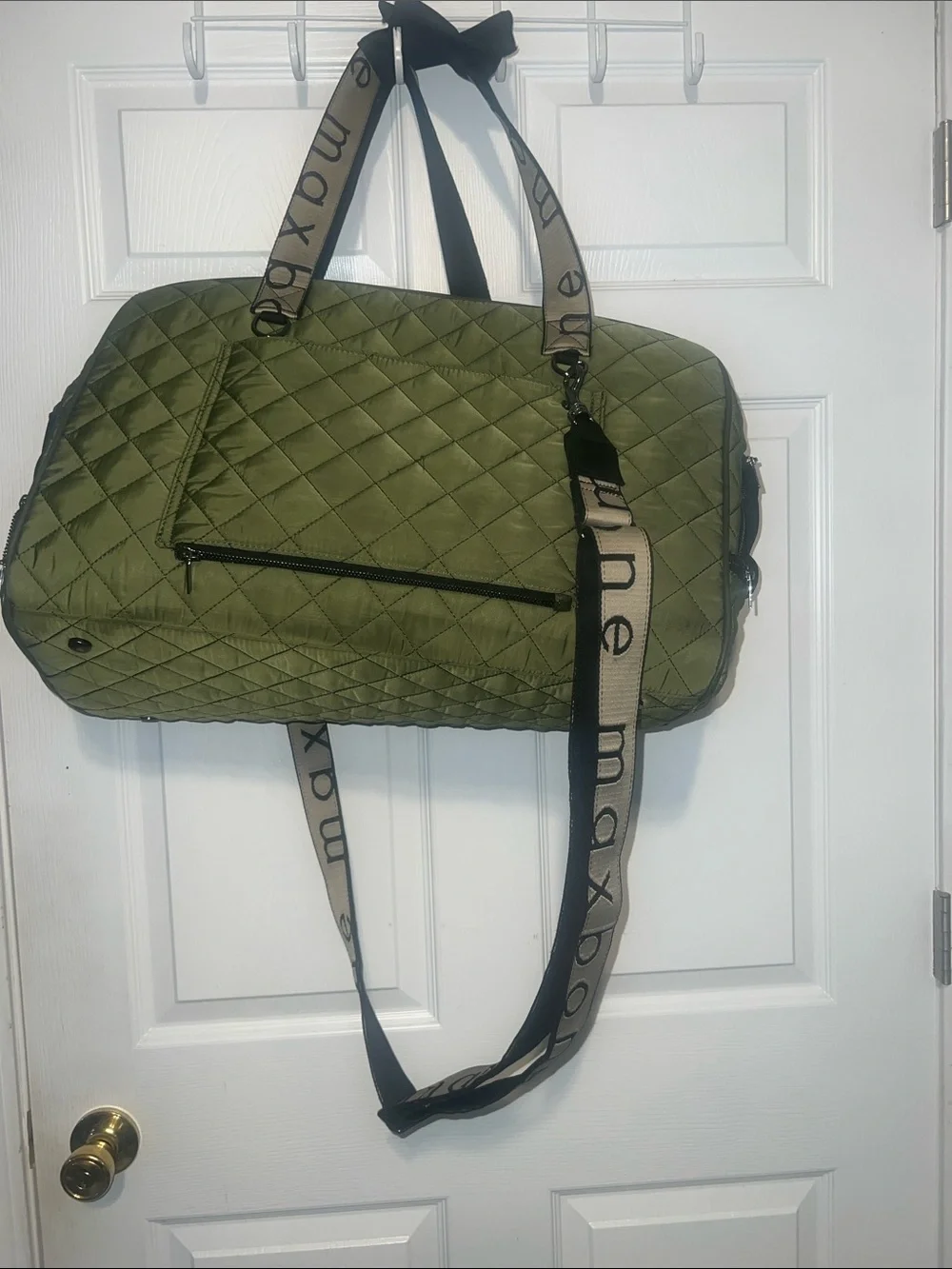 Maxbone Quilted Olive Green pet carrier with Branded Strap